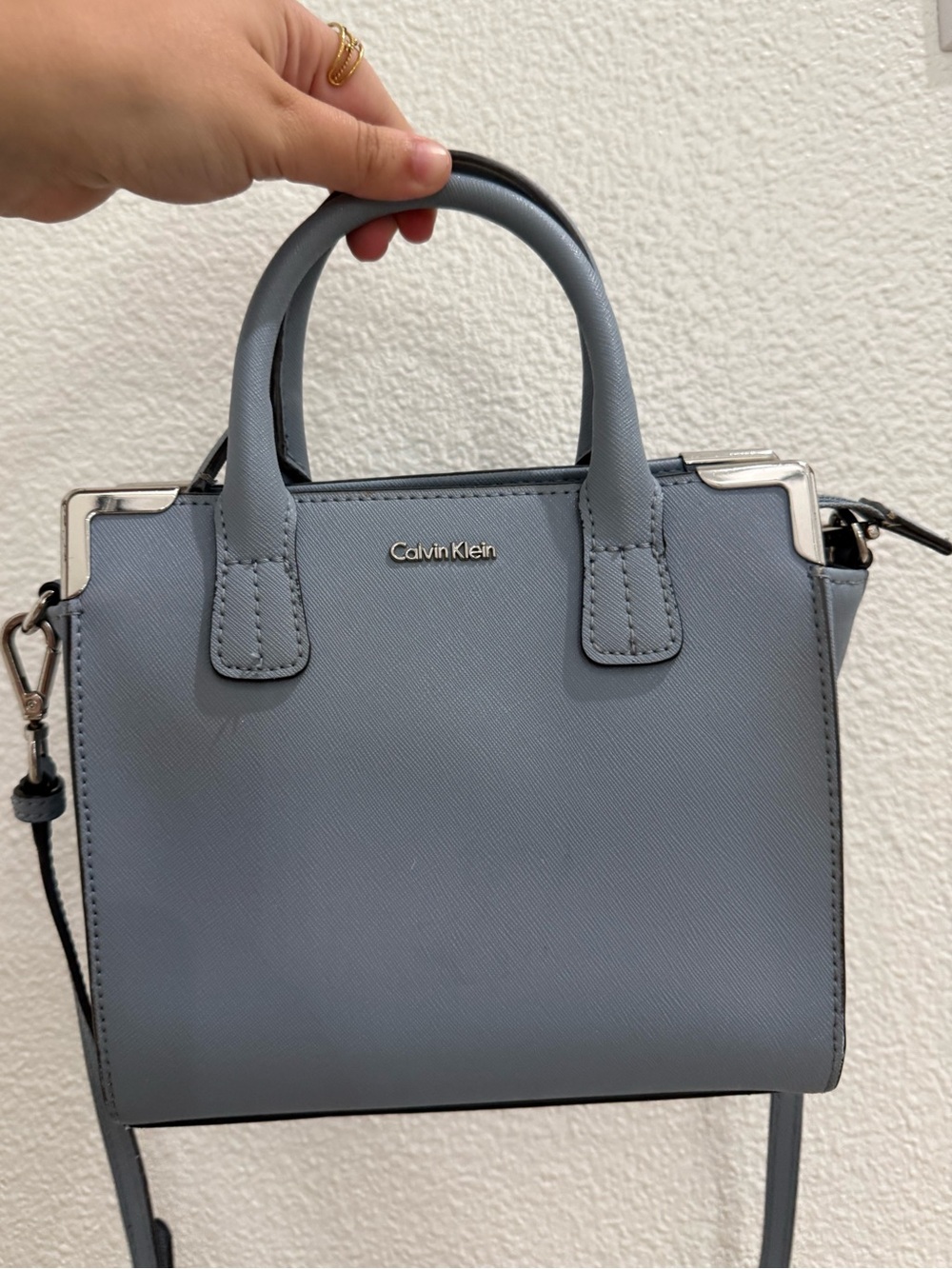 Calvin Klein Mini Top-Handle Satchel in Dusty Blue